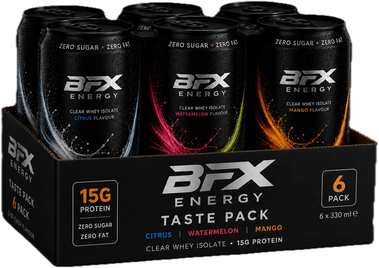 BFX Energy Taste Pack avec 6 canettes, deux de chaque saveur